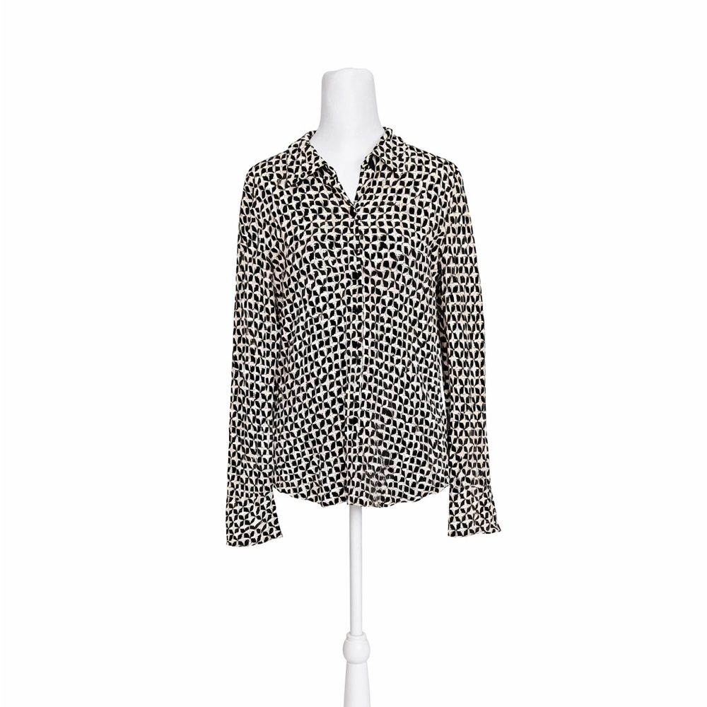 &‎ Other Stories Los Angeles Black White Geometric Button Down Blouse Large Top